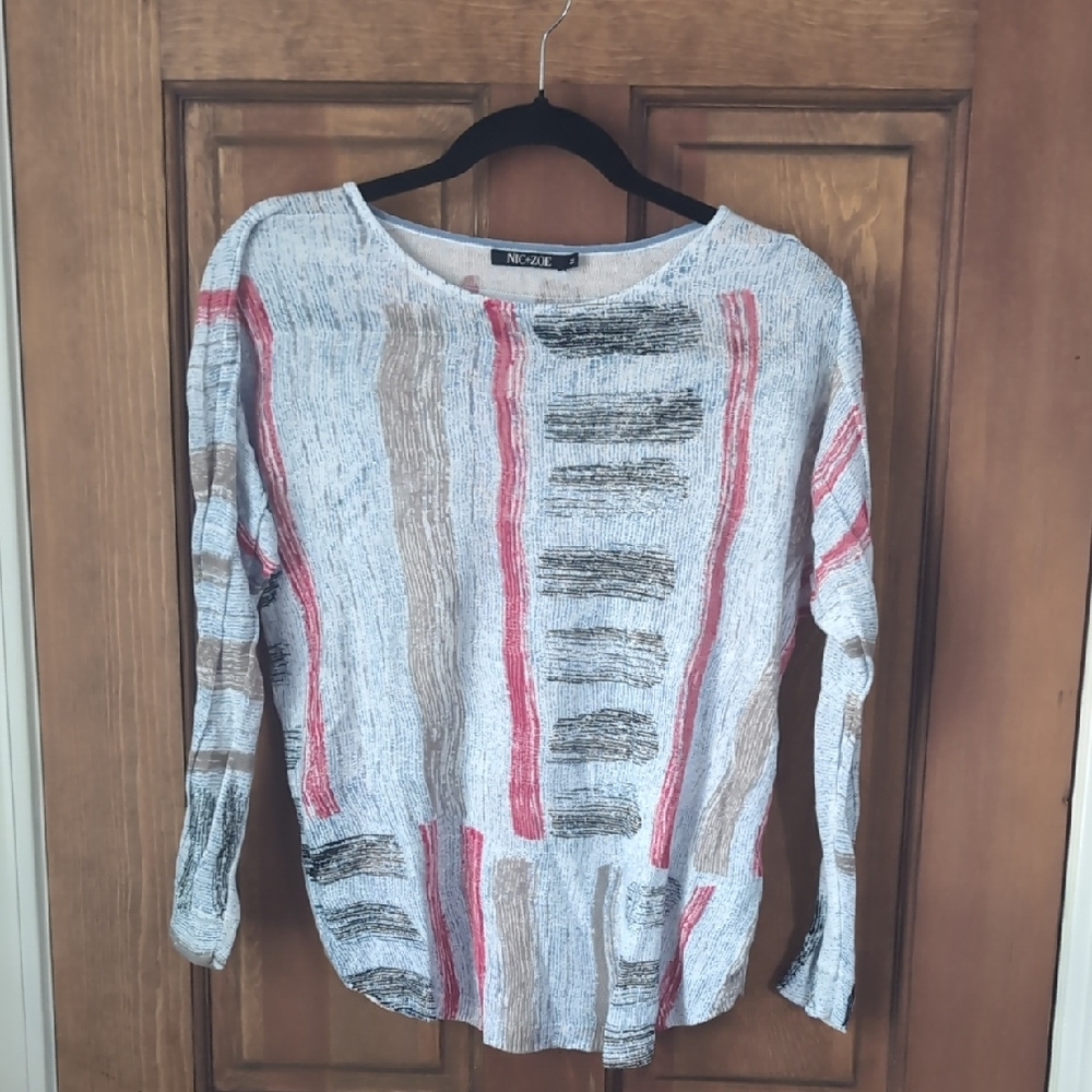 NIC+ZOE Red and Black Knit Top